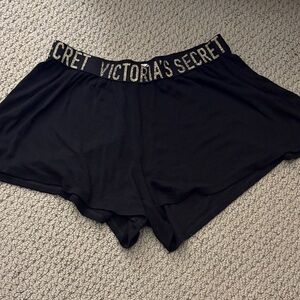 Victoria's Secret Black Sleep Shorts with Gold Waistband